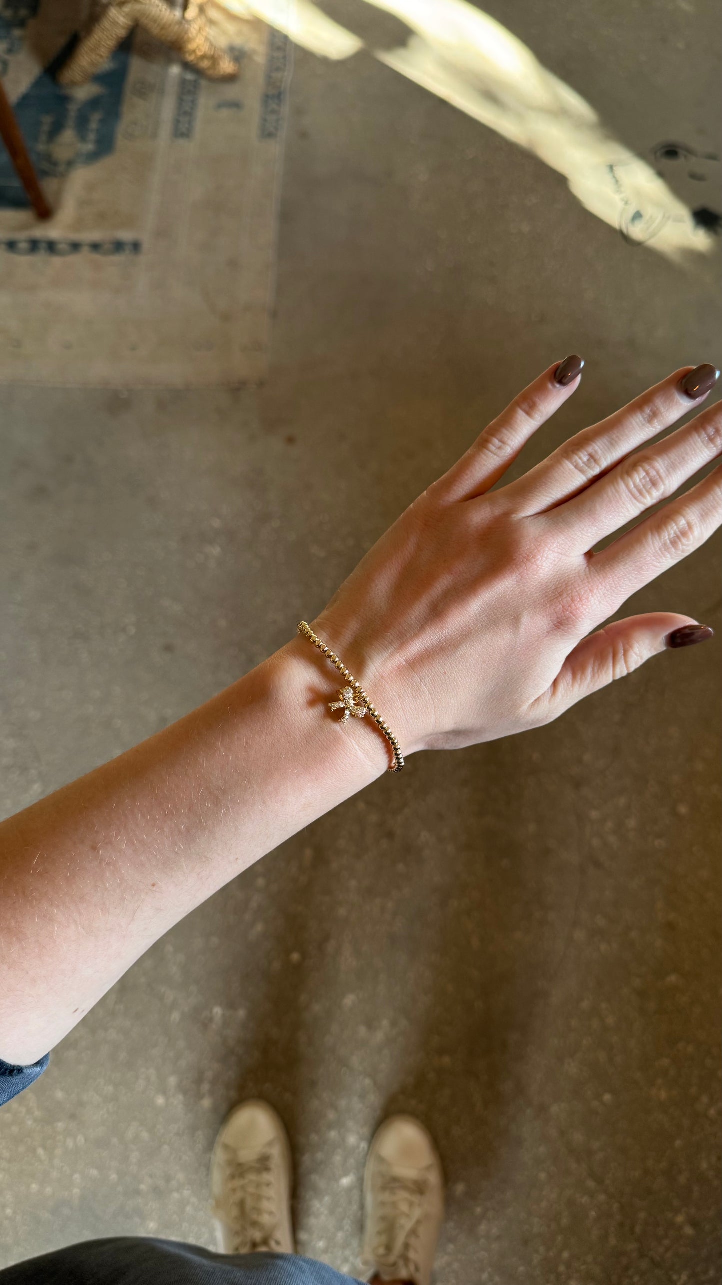 Dream Bow Charm | Gold Filled Beaded Bracelet
