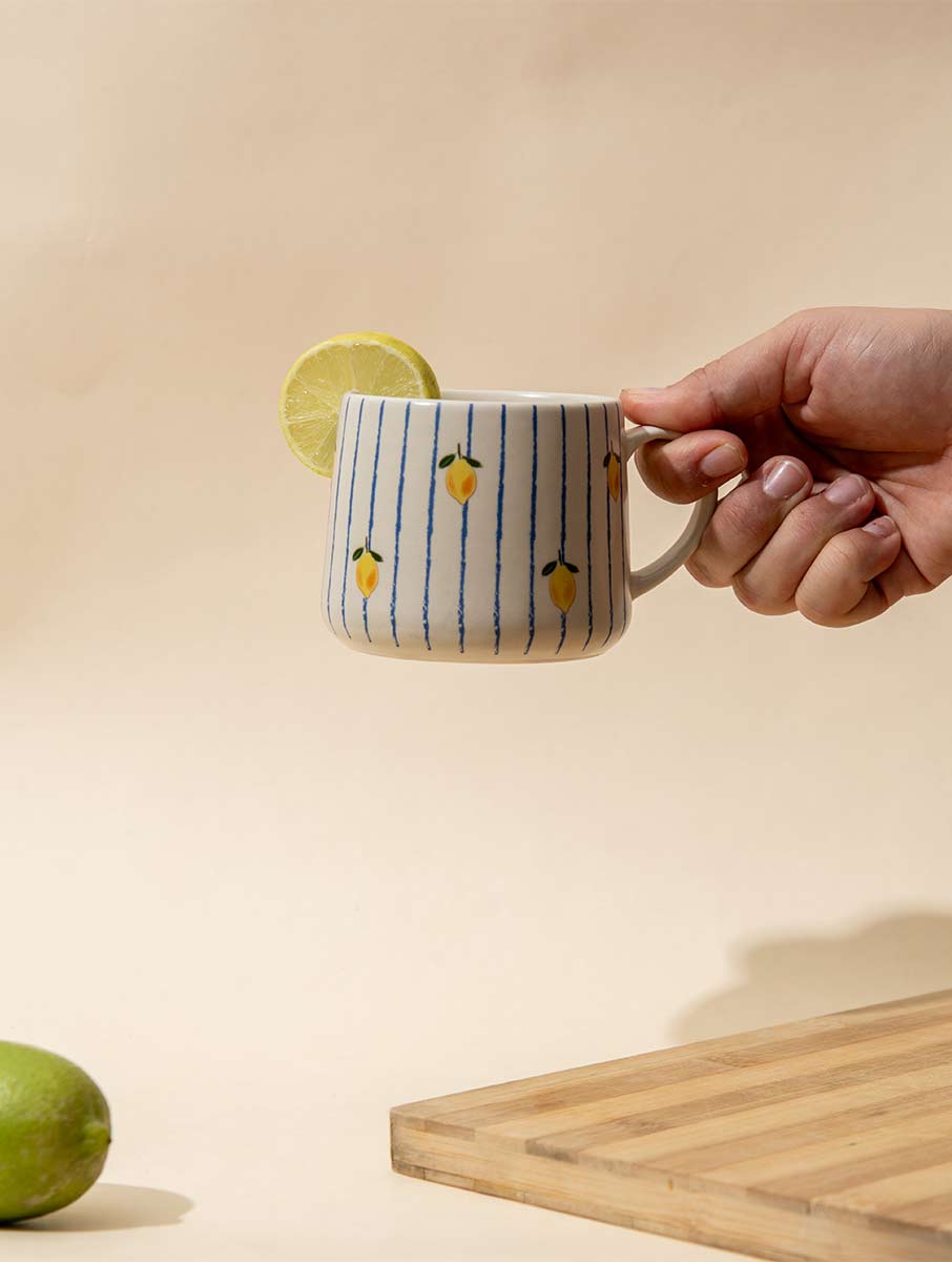 Lemon Striped Ceramic Mug