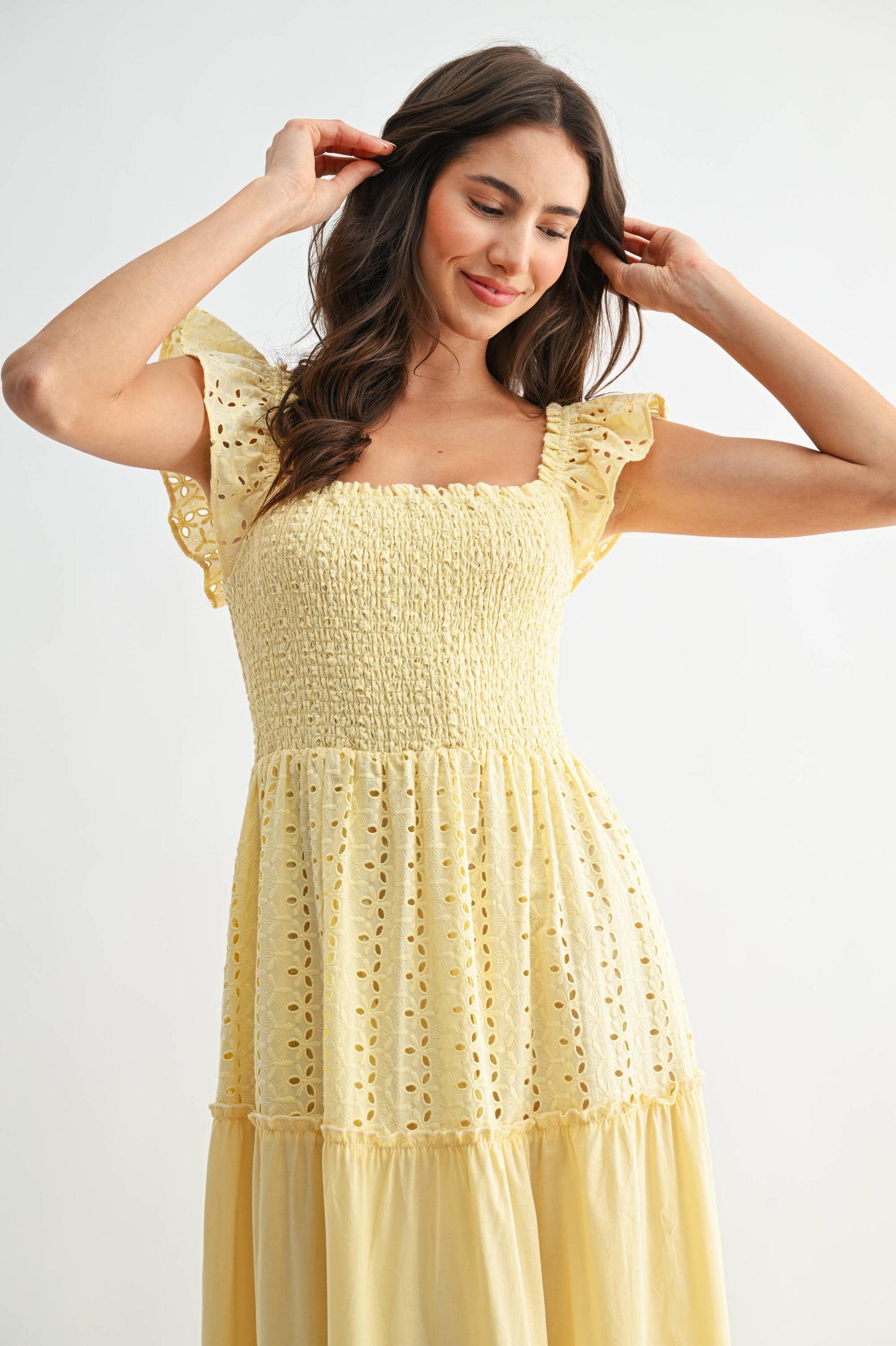 Sunshine Smocked Eyelet Maxi Dress