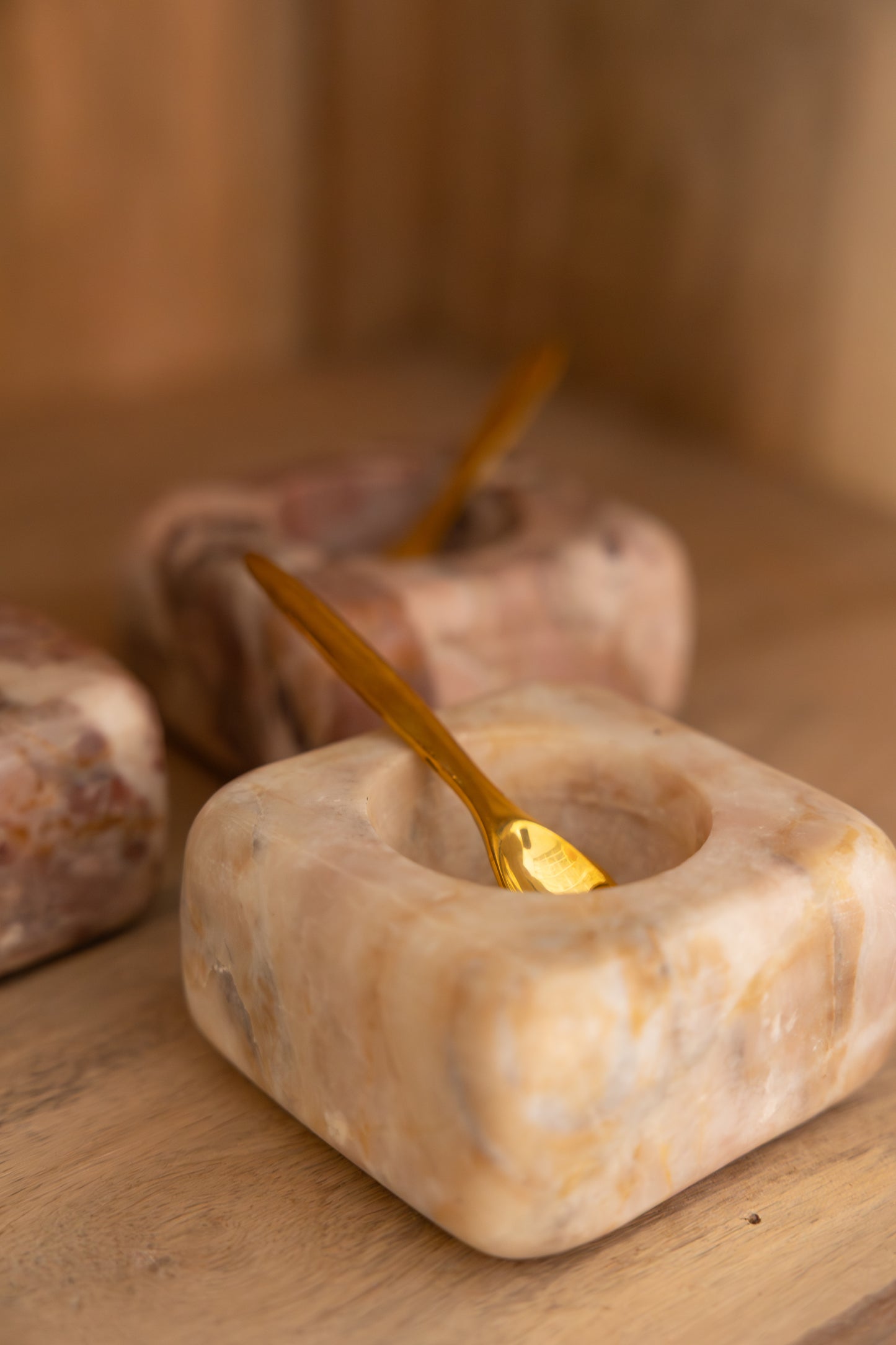 Salt & Pepper Bowl with Brass Spoon