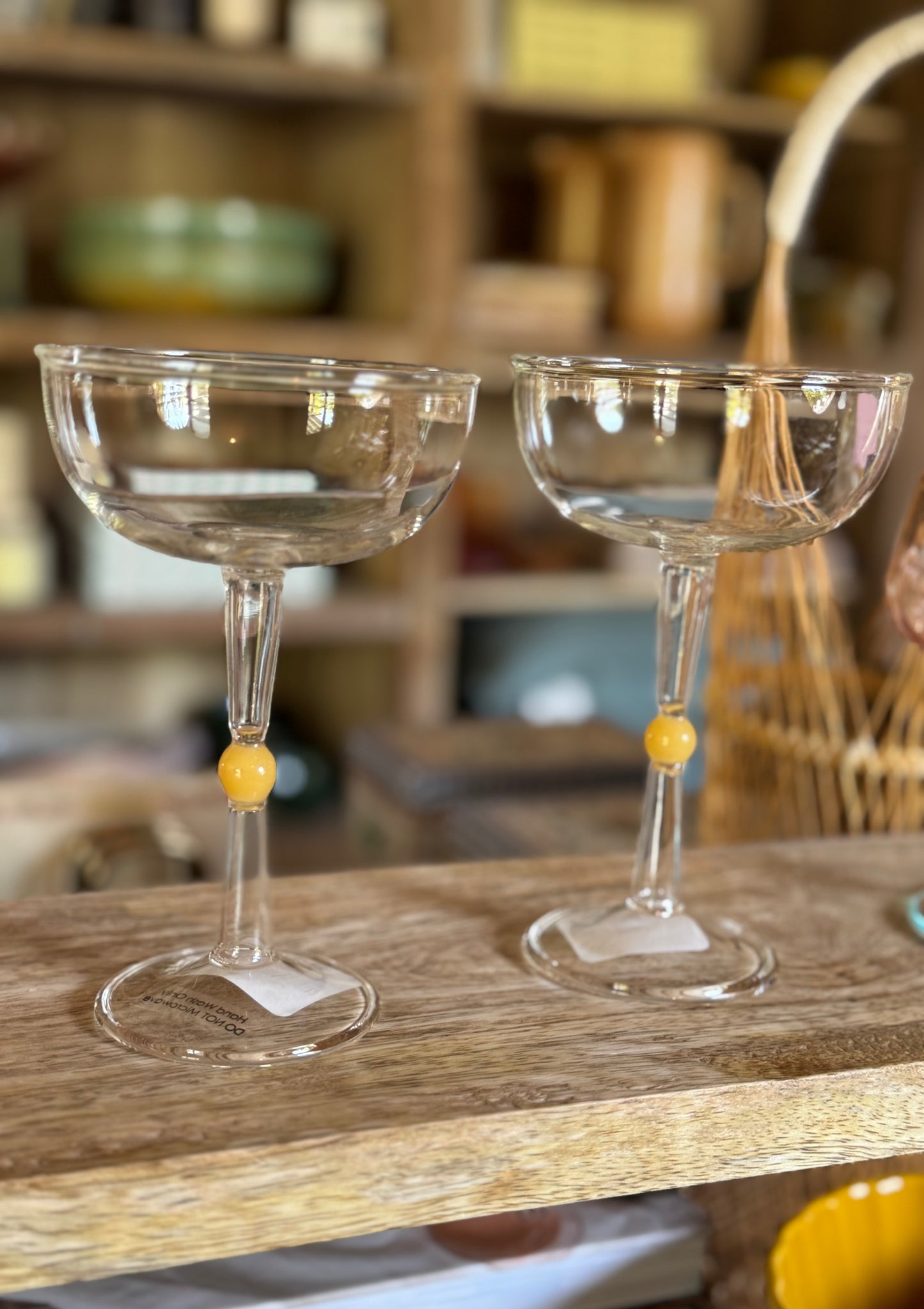 Stemmed Coupe Glass W/ Yellow Ball
