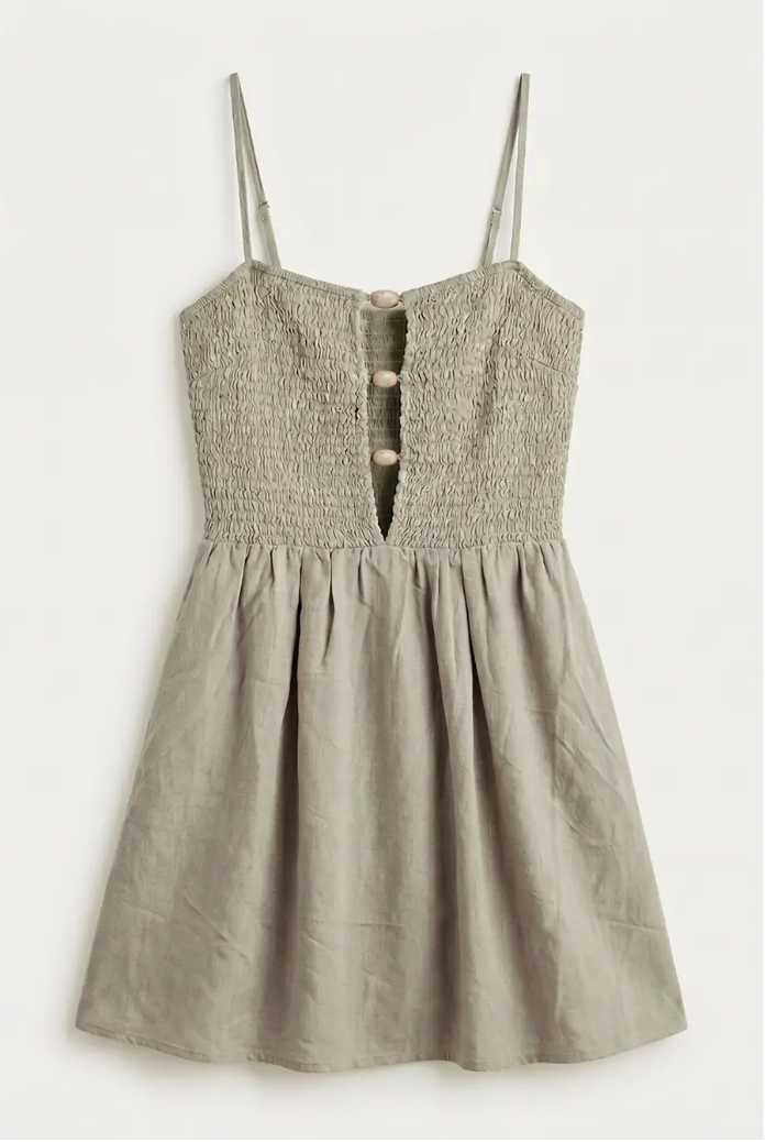 Matcha Mini Smocked Bodice Dress