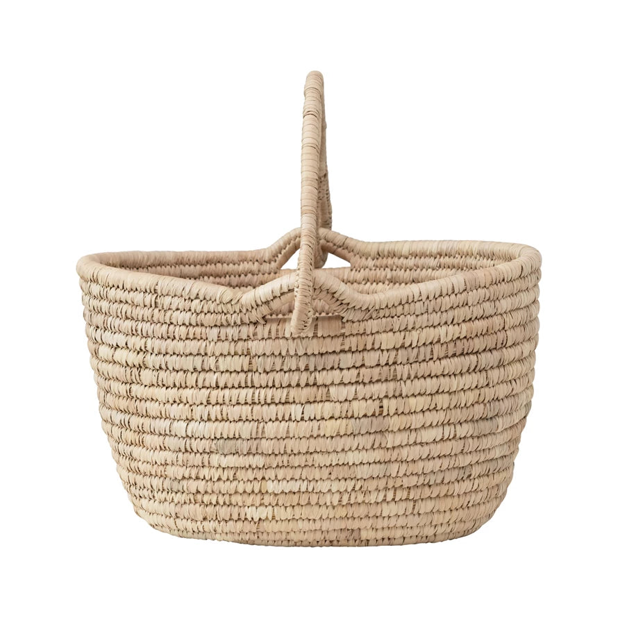 Hand-Woven Grass & Date Leaf Basket