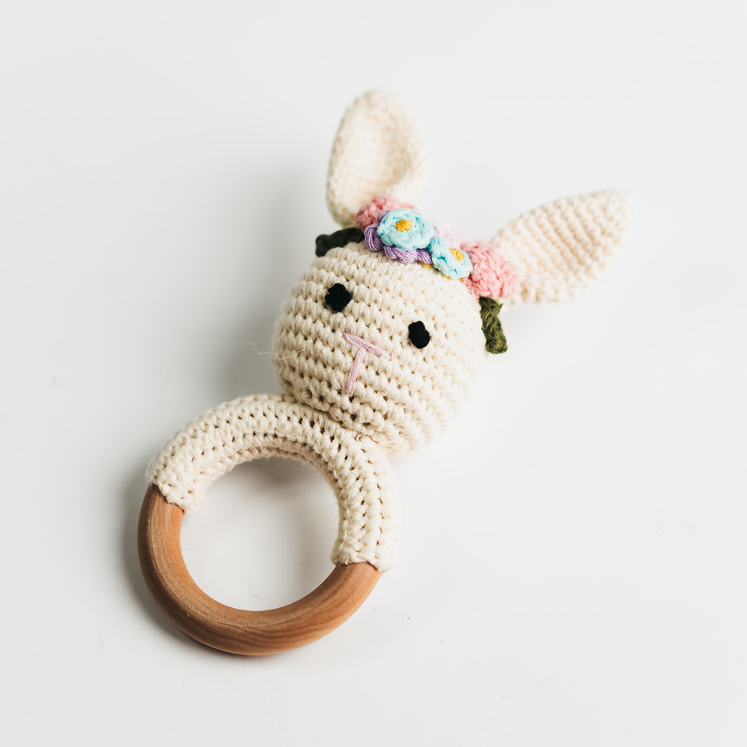 Handmade Cream Bunny Rattle