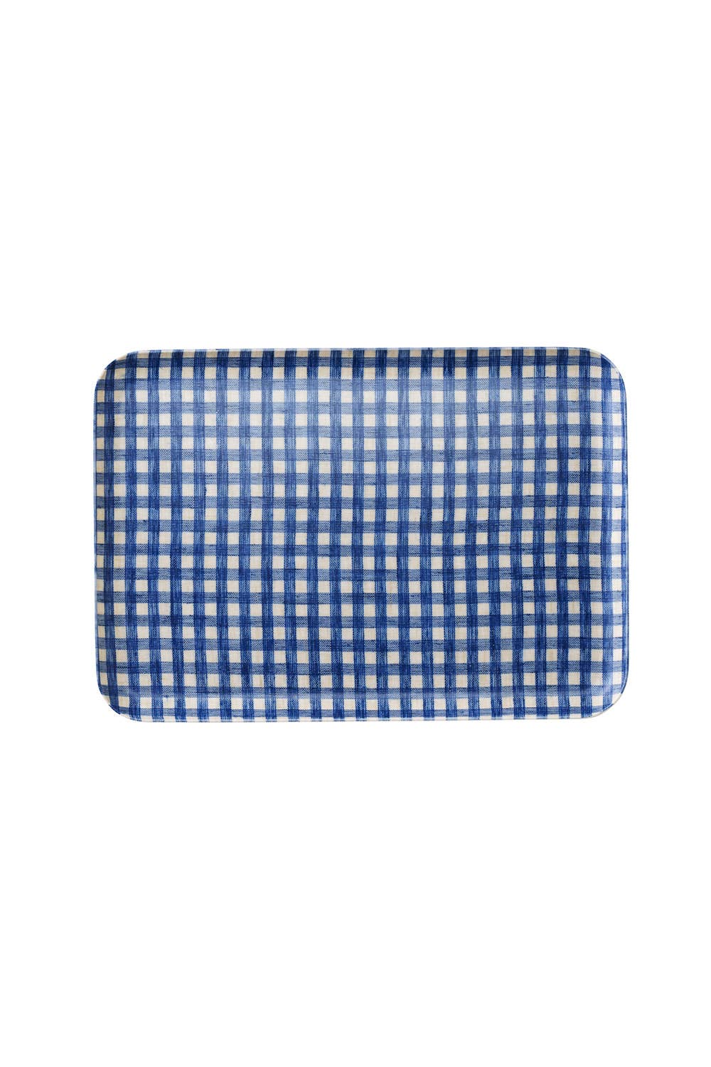 Navy Blue Gingham Linen Tray