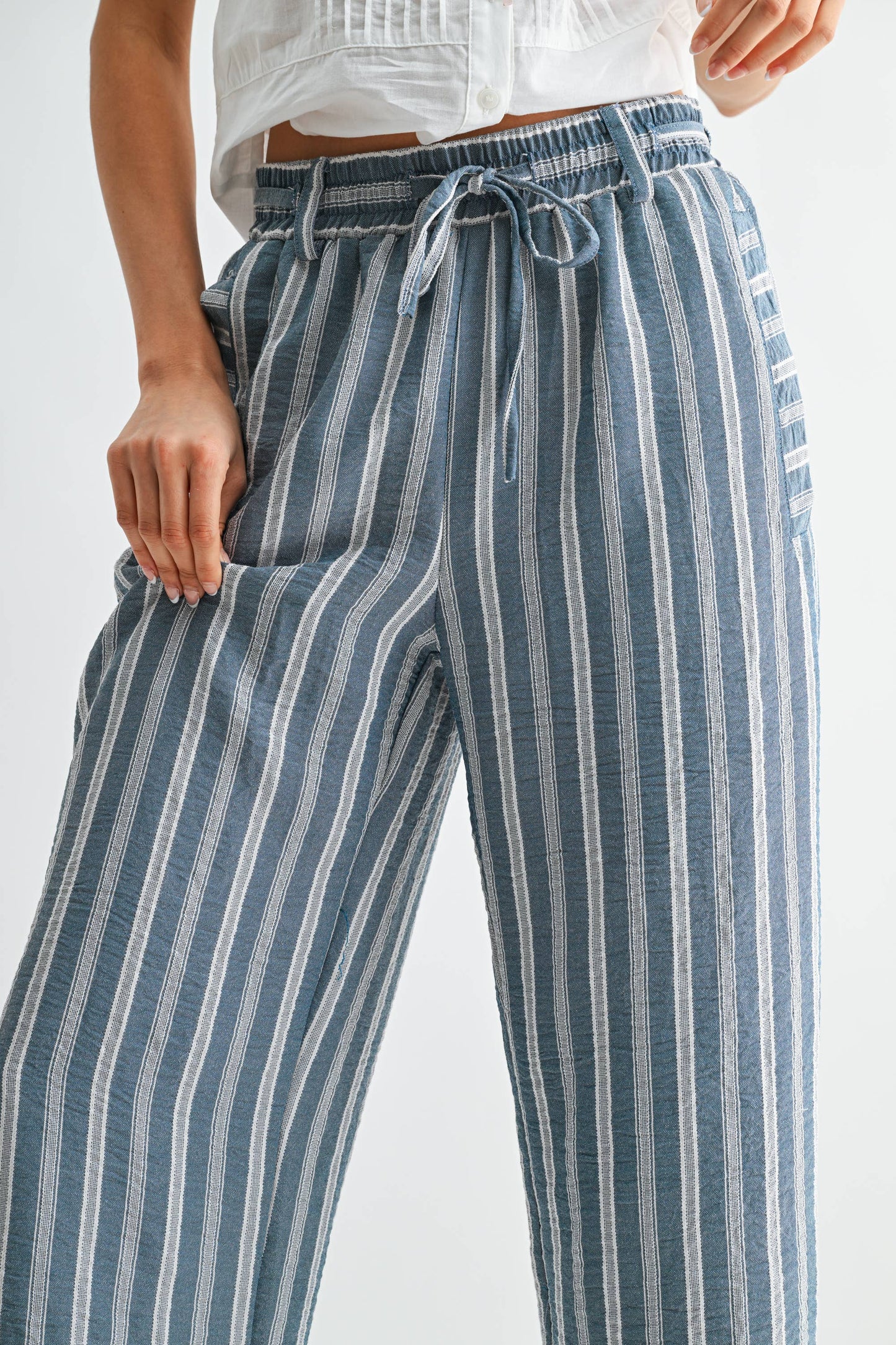 The Colete Striped Wide Leg Drawstring Pant