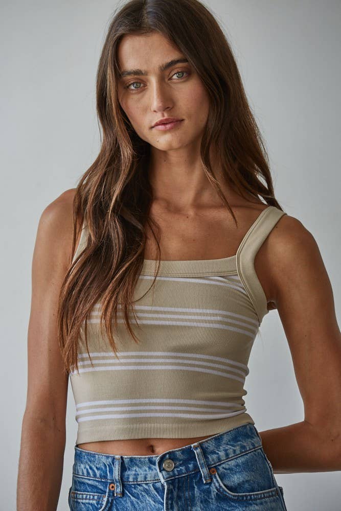 Taupe Knit Seamless Tank
