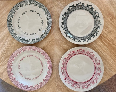 Stoneware Plate with Pattern, 4 Styles