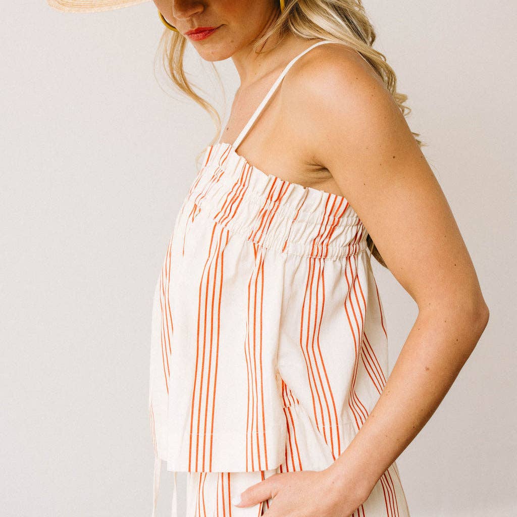 Cherry Pinstripe Daphne Top
