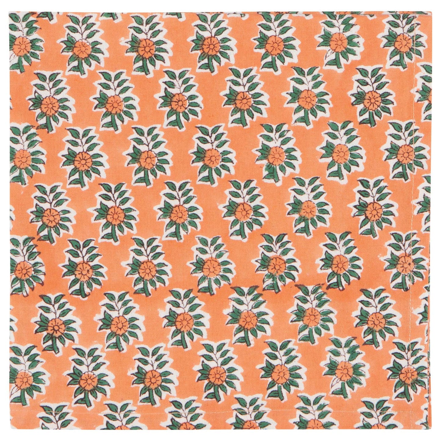 Peach & Chambray Block Print Napkins Set of 4