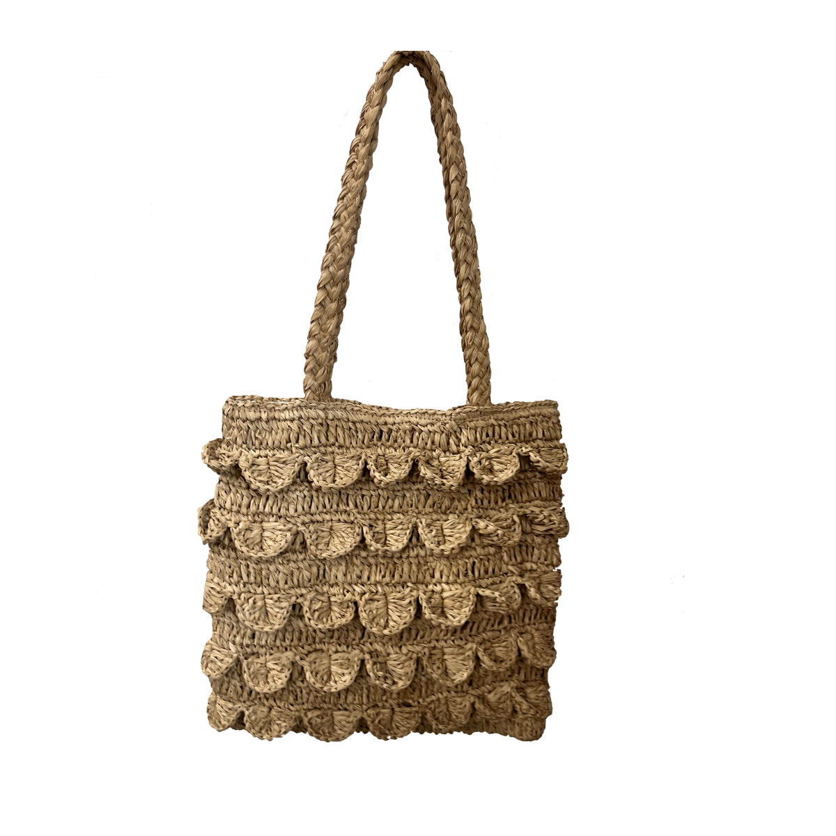 Ruffle Raffia Tote