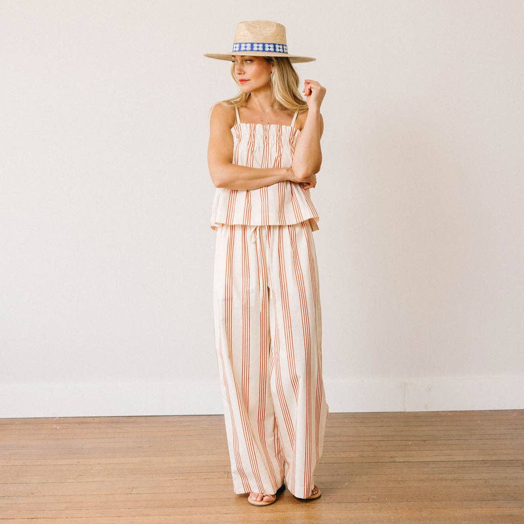 Cherry Pinstripe Daphne Top