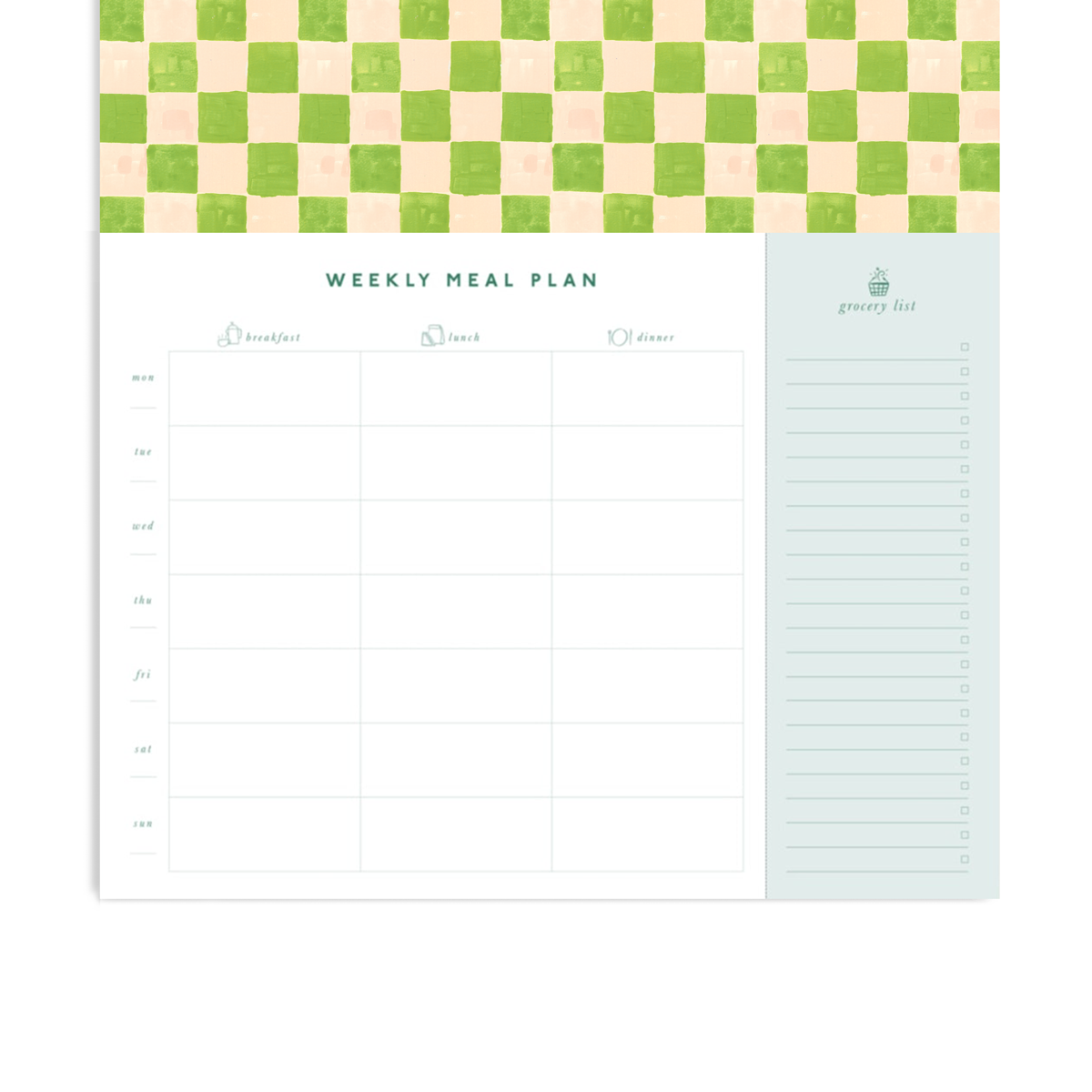 Weekly Meal Planner & Grocery List, Undated - Tablecloth