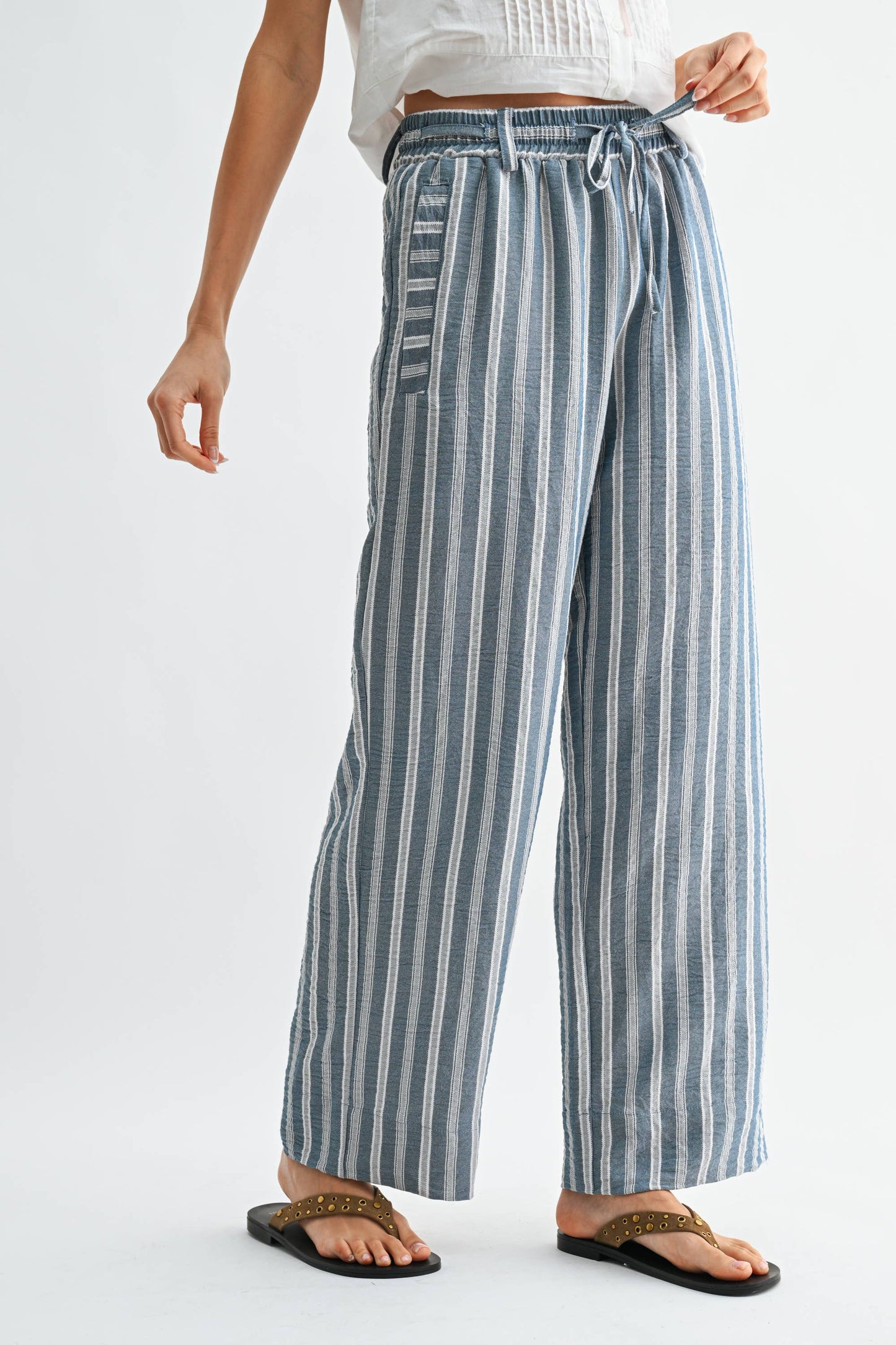 The Colete Striped Wide Leg Drawstring Pant