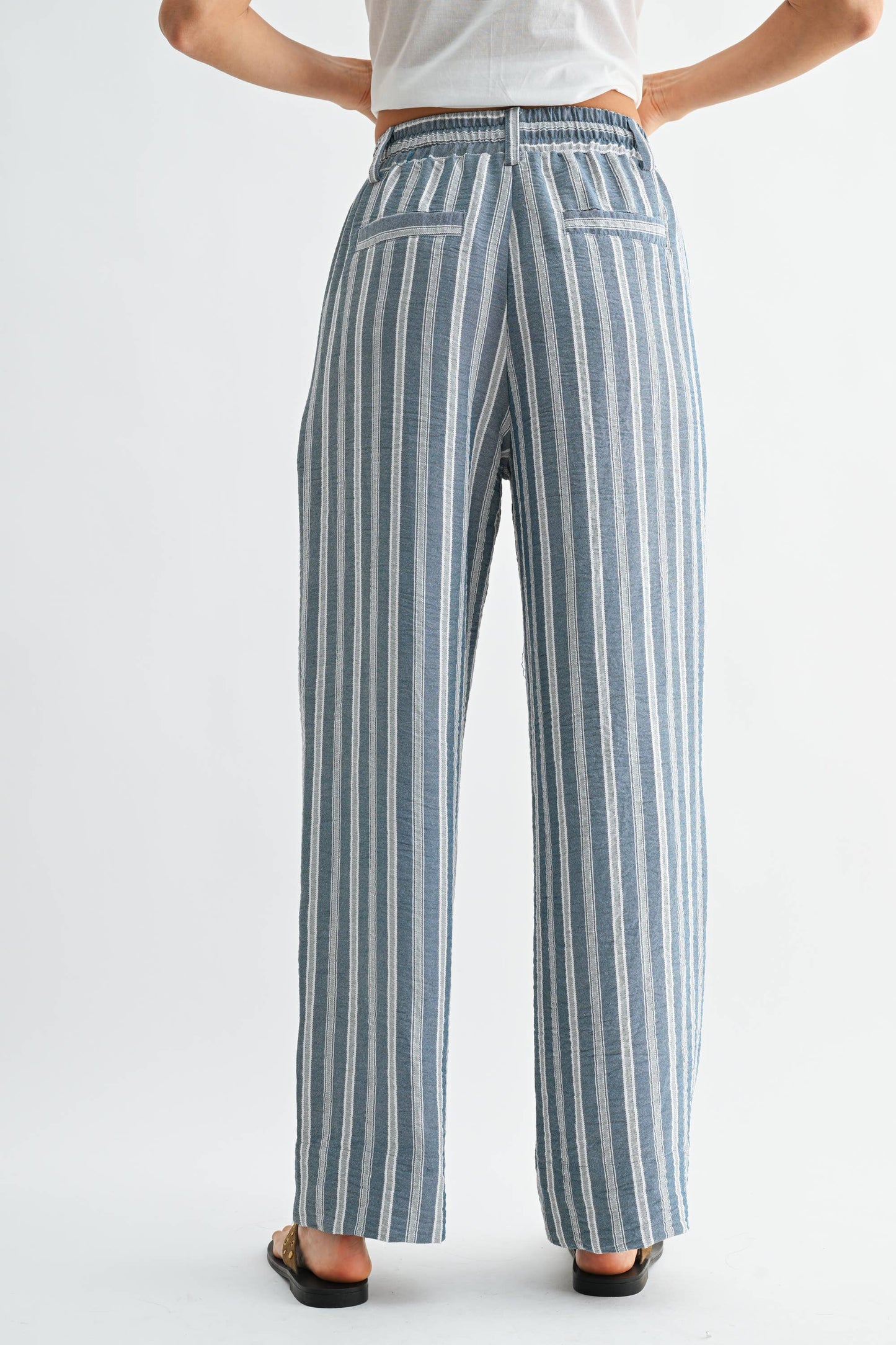 The Colete Striped Wide Leg Drawstring Pant