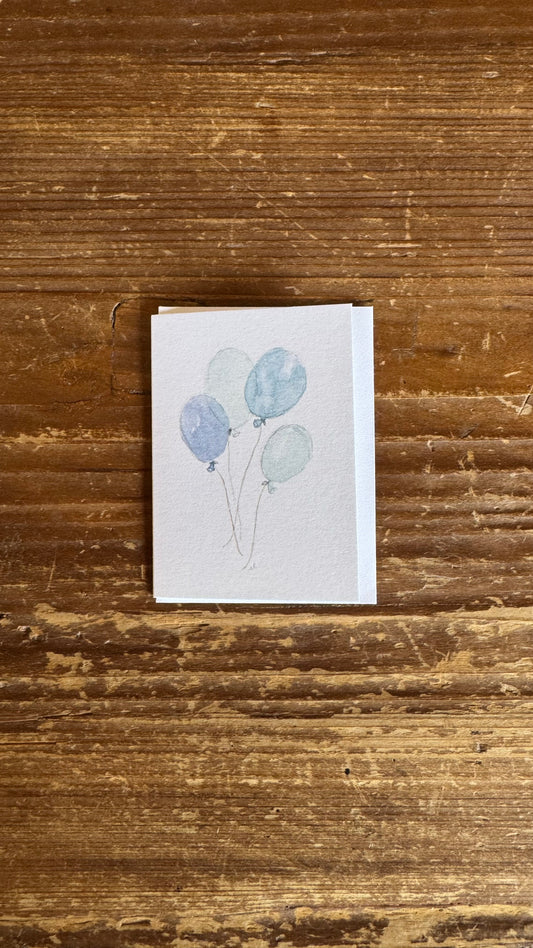 Blue balloons mini notecard