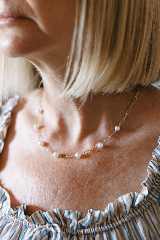 Pearl Paperclip Necklace Chain