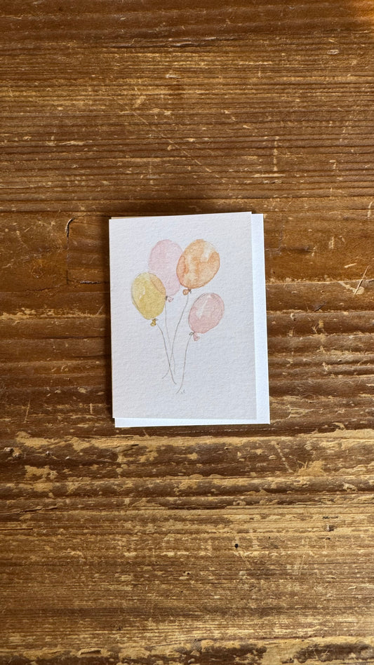 Pink balloons mini notecard