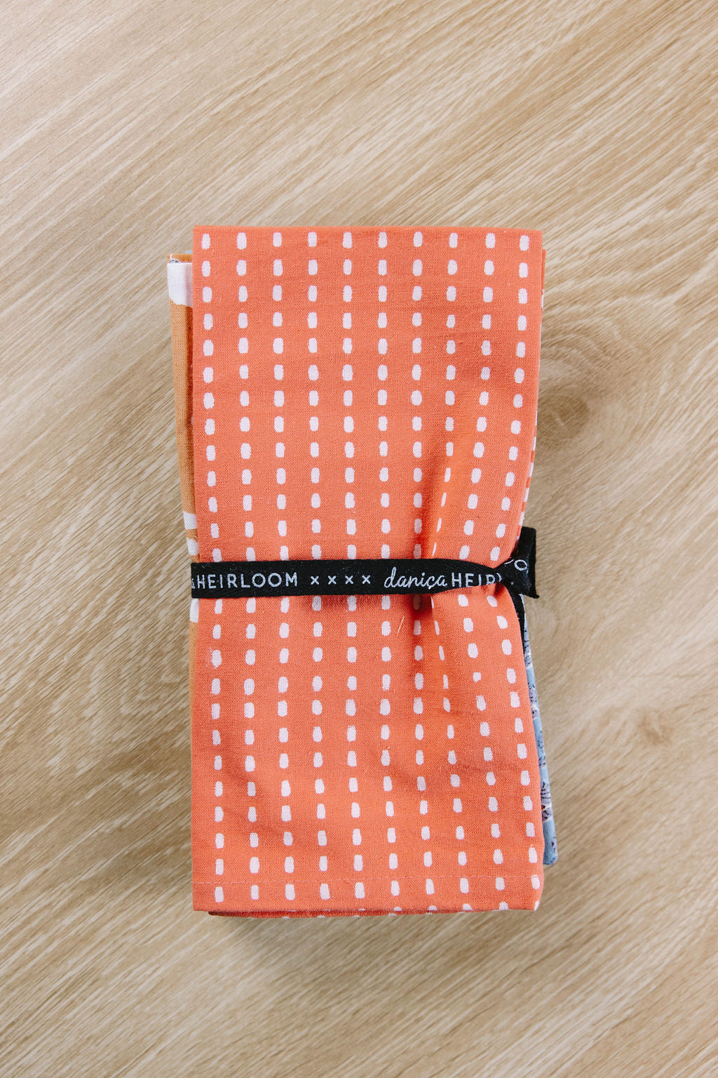 Peach & Chambray Block Print Napkins