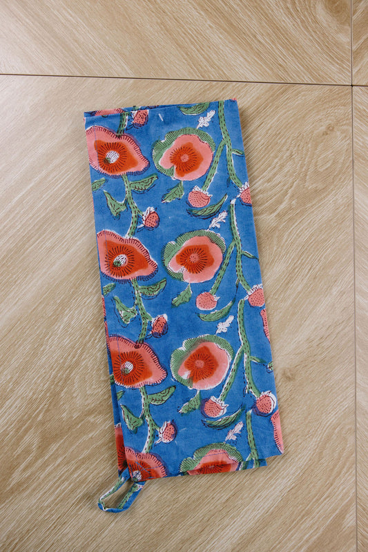 Poppy Block Print Dishtowel
