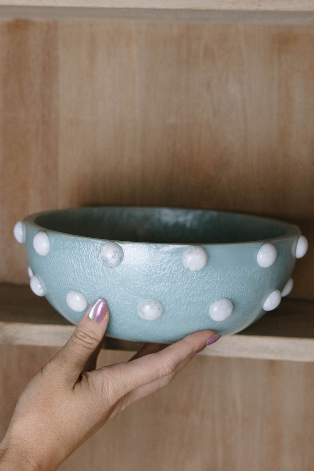 Marbled White & Blue Hobnob Bowl