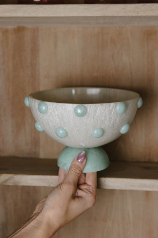 Milky White Hobnail Footed Bowl