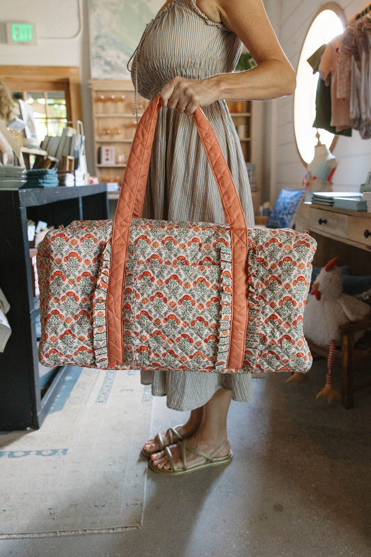 Dusty Rose Quilted Weekender Bag