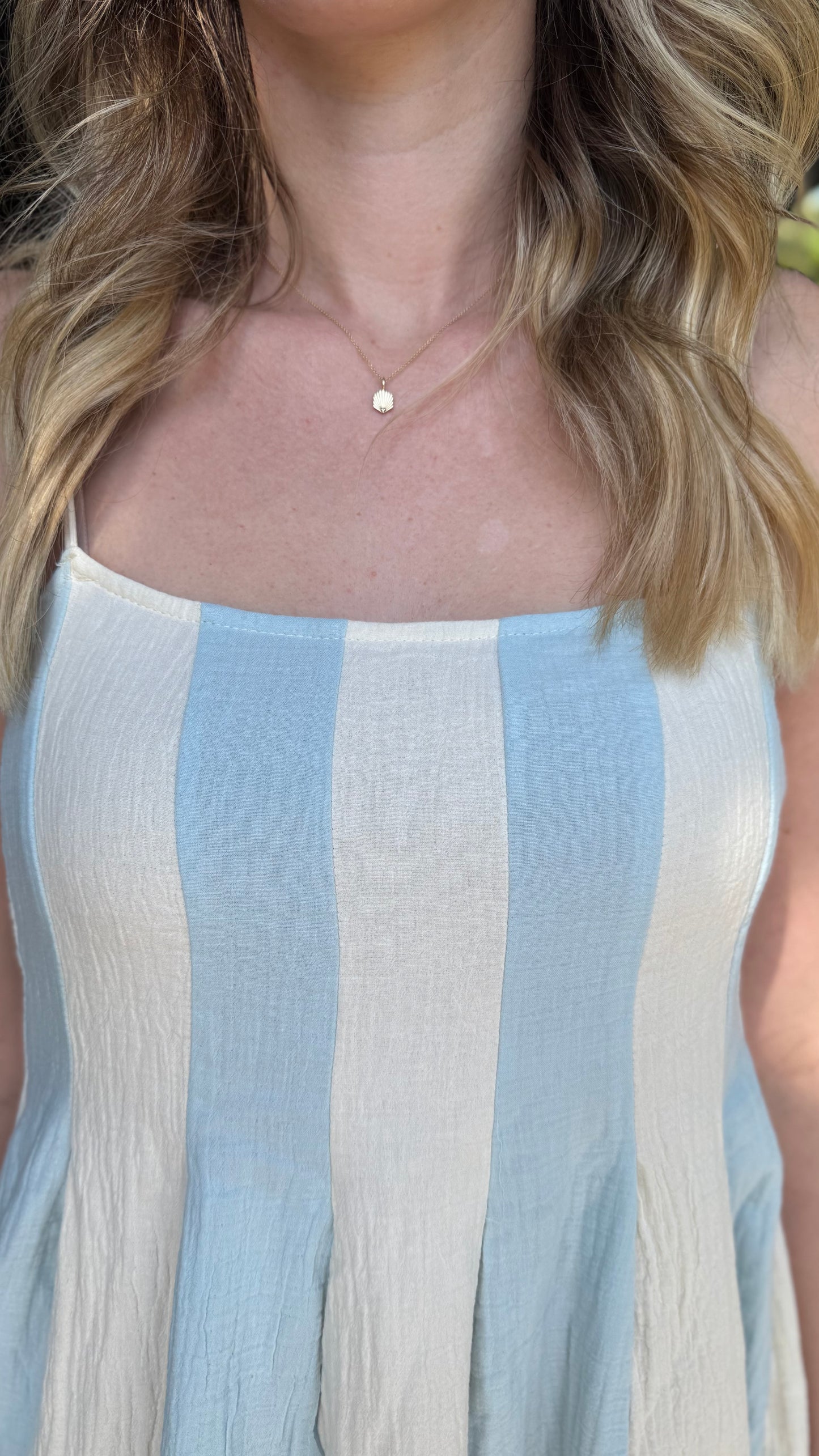 Striped Cami Pintuck Midi Dress