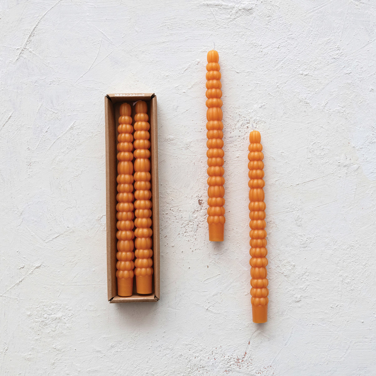 Pumpkin Shaped Taper Candles Set of 2
