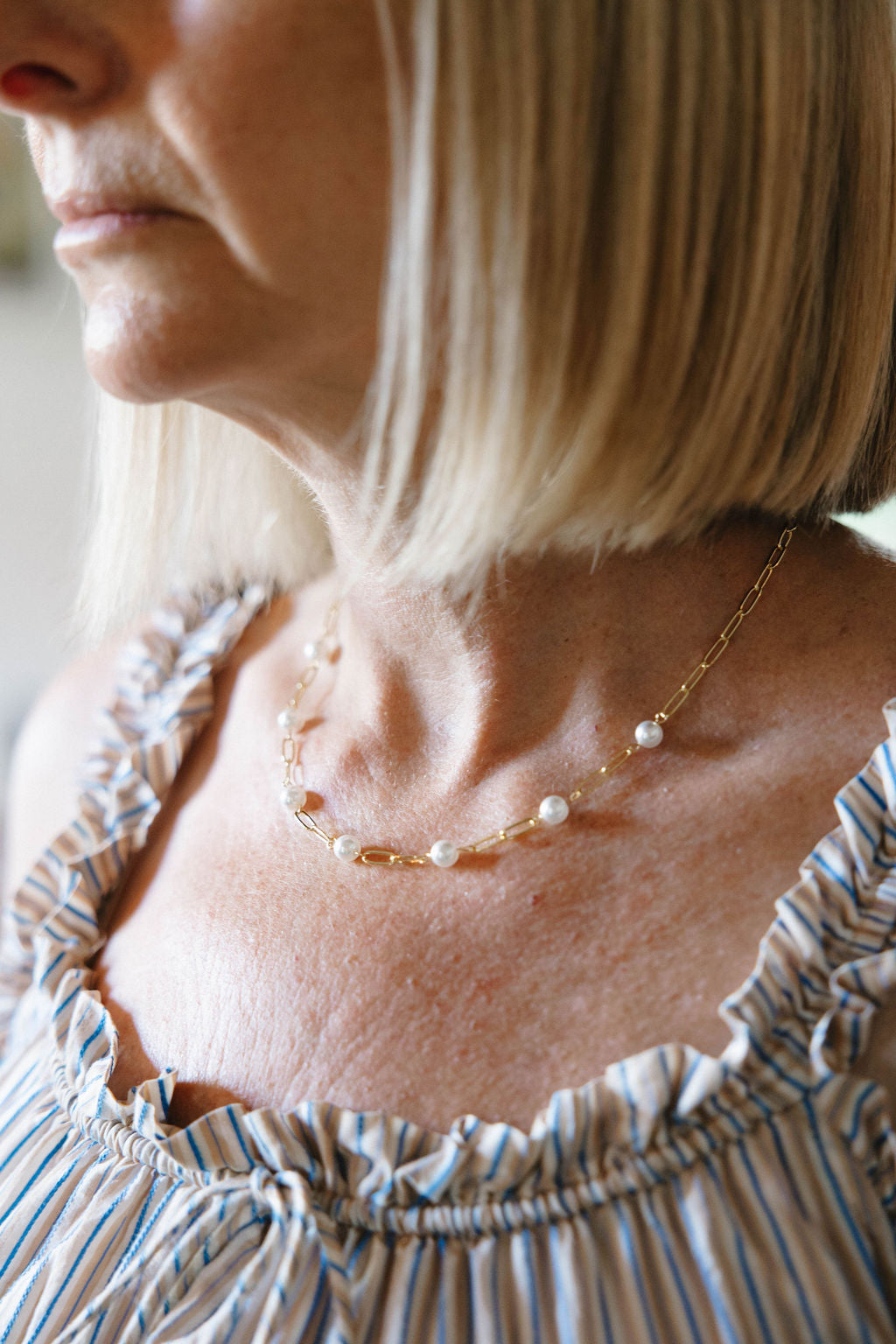 Pearl Paperclip Necklace Chain