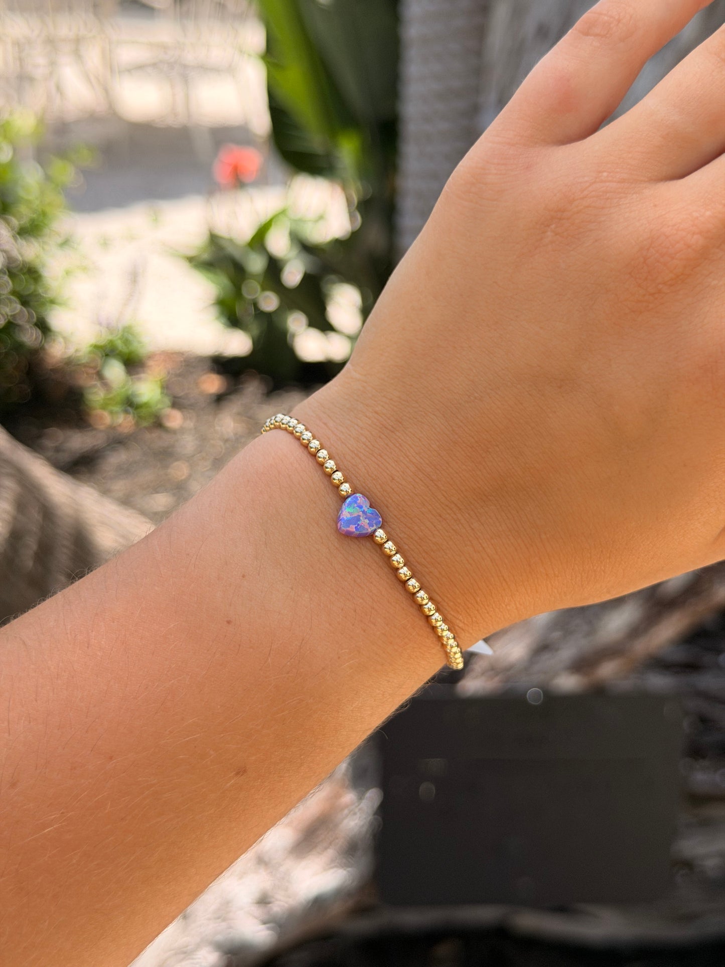 Heart Beaded Opal Bracelet