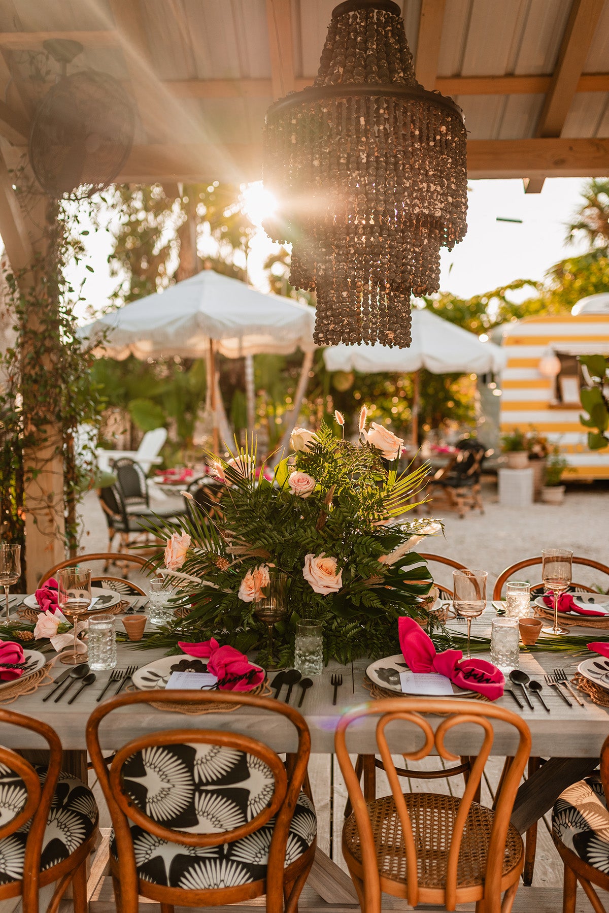 The garden ceremony space at The Fox Mercantile