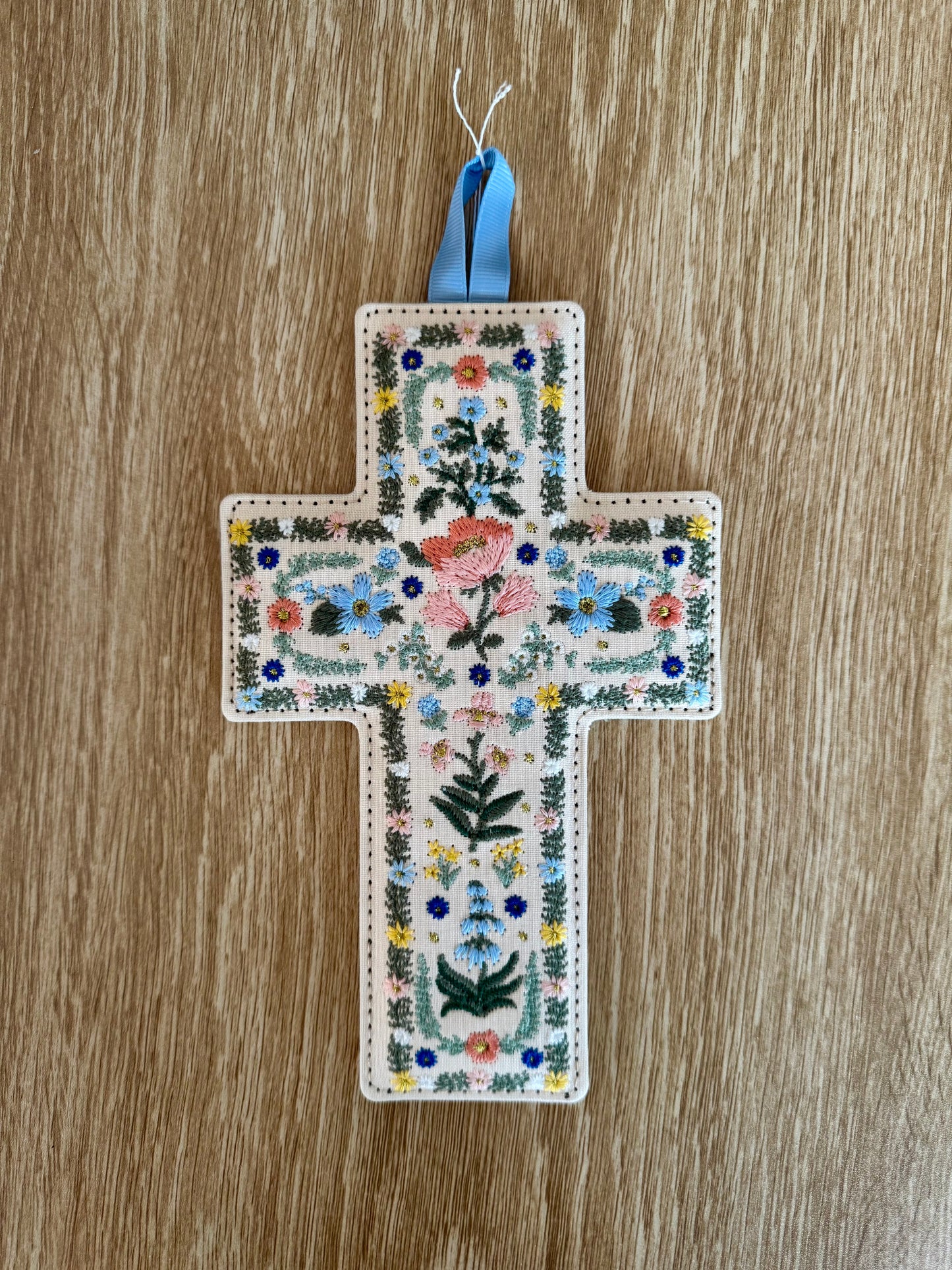 Rosette Embroidered Easter Cross