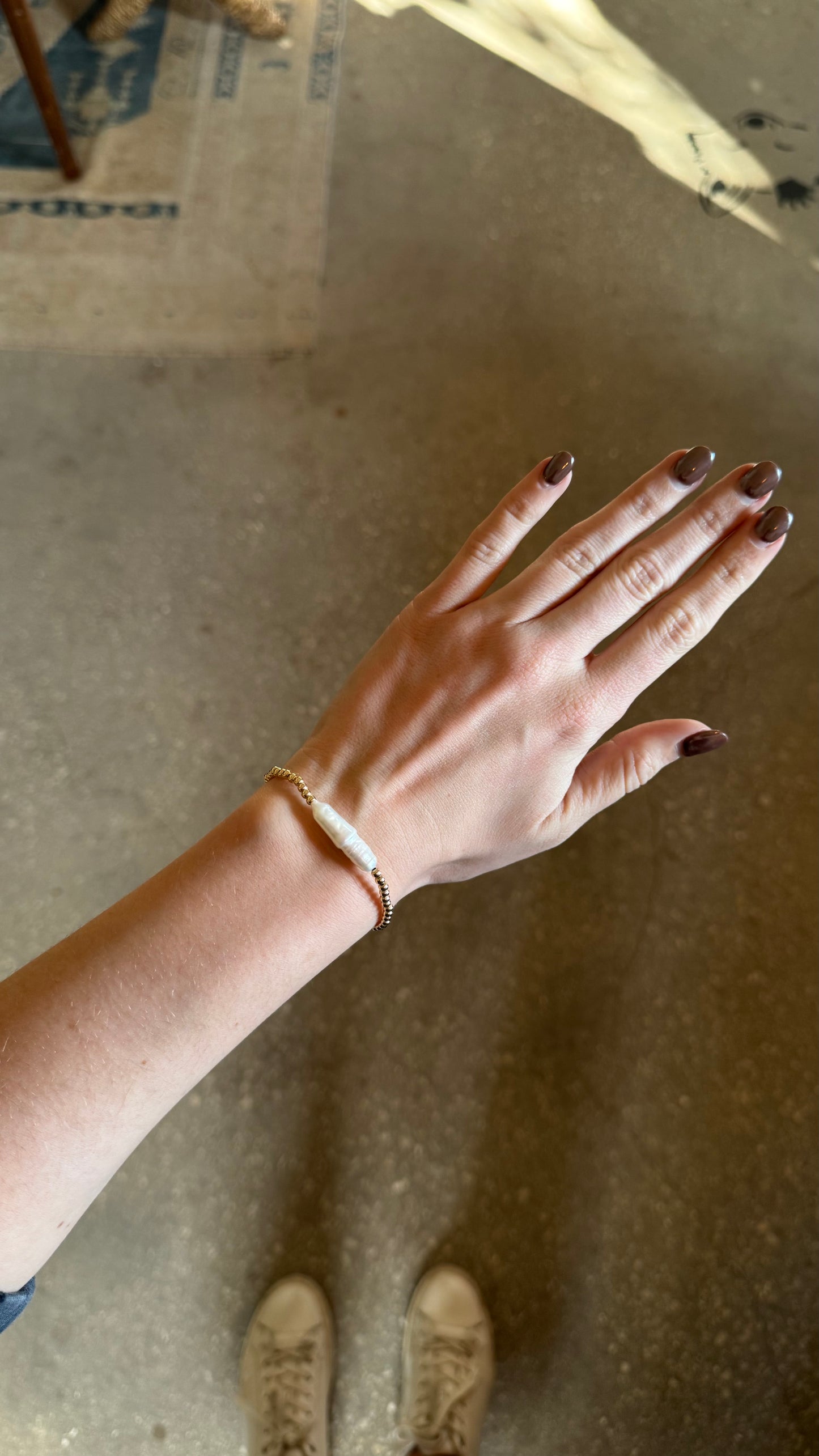 Chrishell | Gold Filled Beaded Bracelet with Pearl