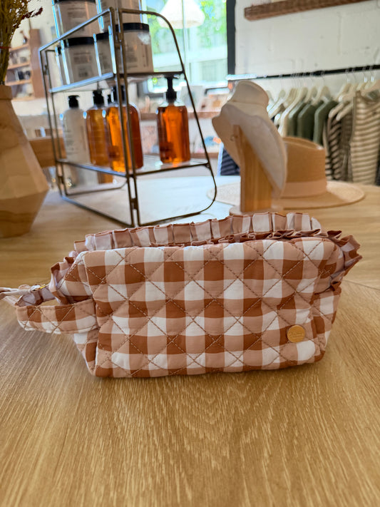 Maple Quilted Cosmetic Pouch-Maple Gingham