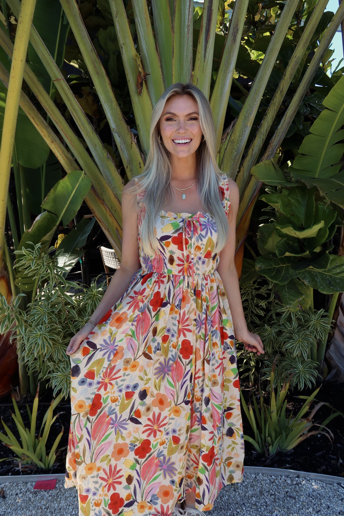 Woven Floral Print Sleeveless Dress