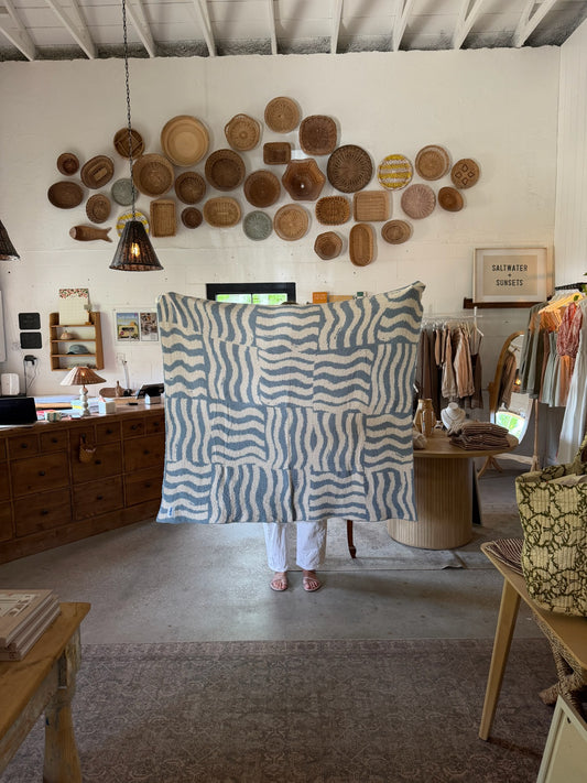 Plush Throw Blanket in Coastal Wave