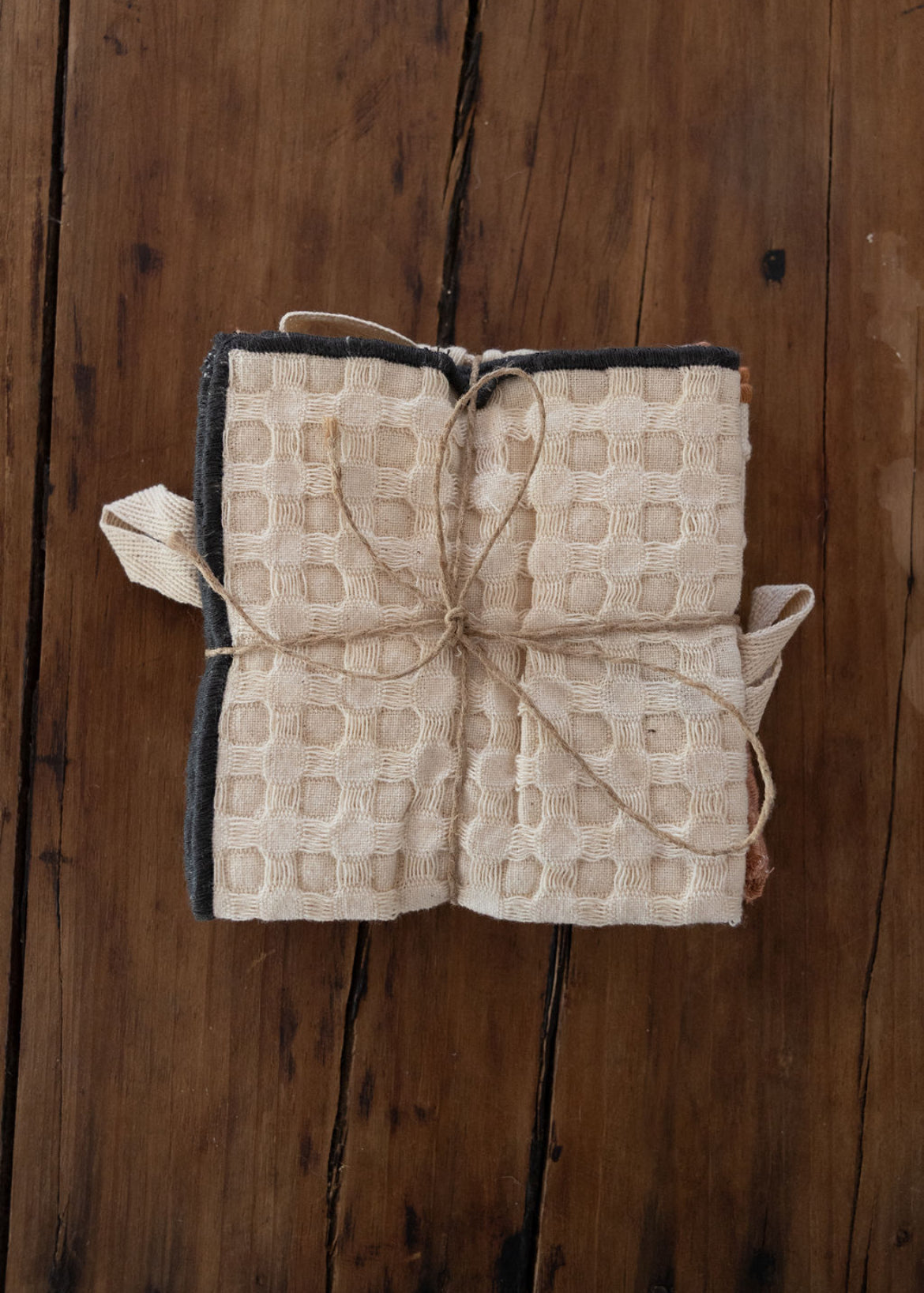 Square Cotton Waffle Weave Washcloths, Set of 3