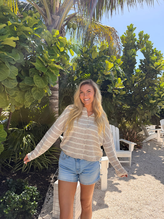 Latte Striped Cardigan