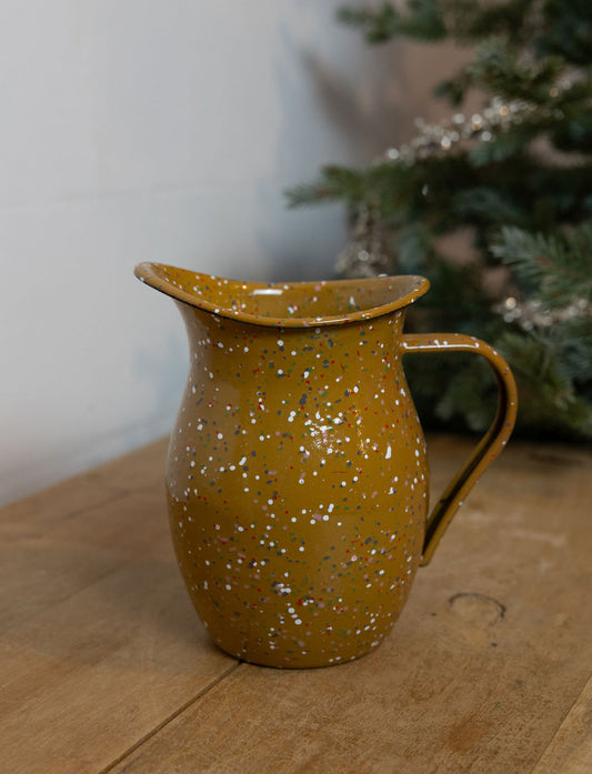 Enameled Splatterware Pitcher