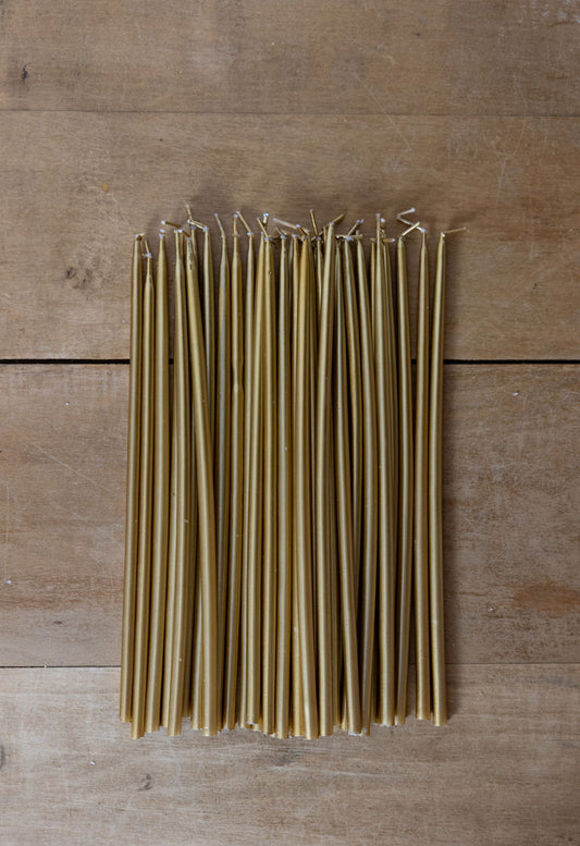 Gold Thin Taper Candles, Set of 36
