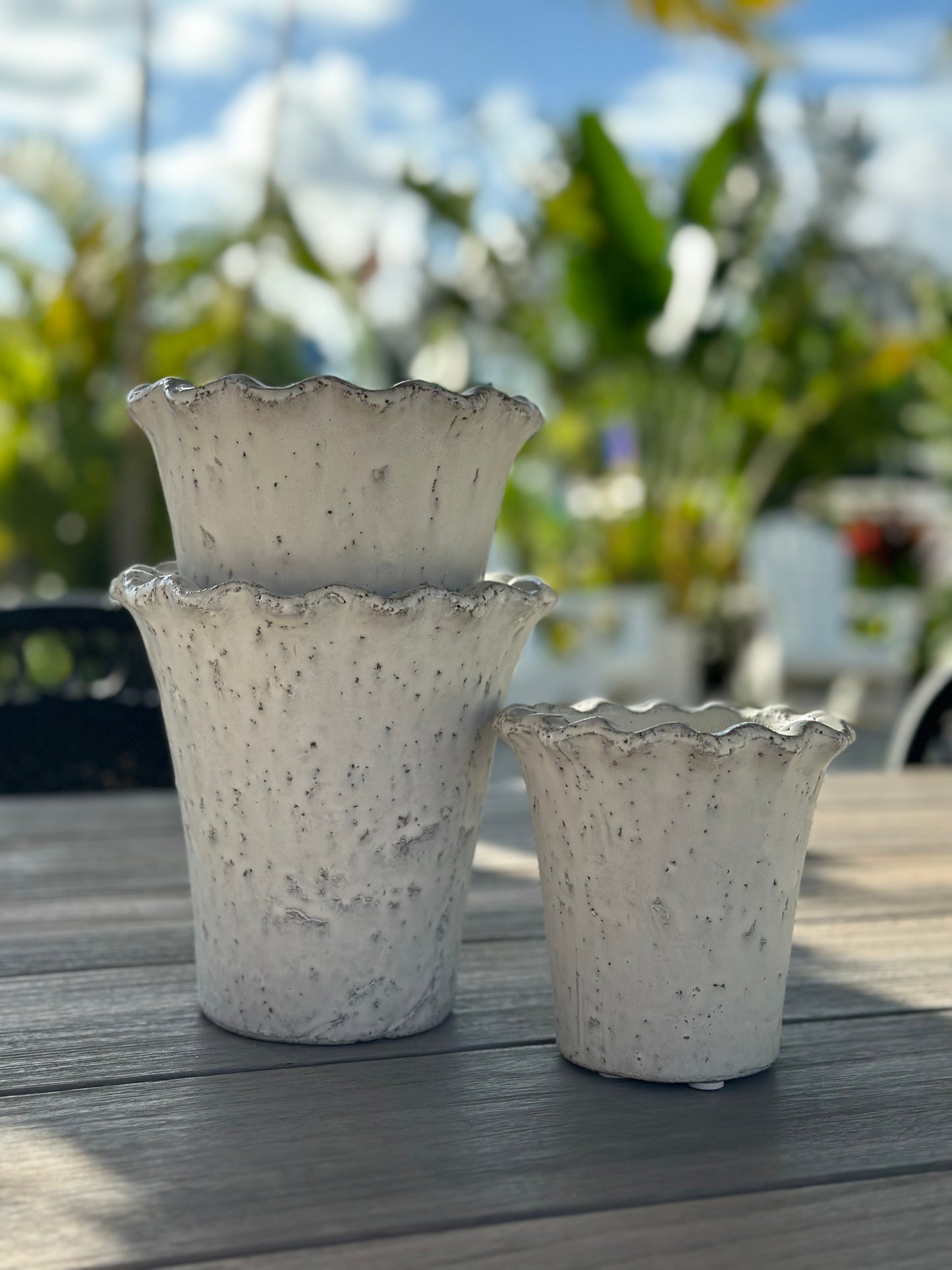 Pie Crust Planters, White