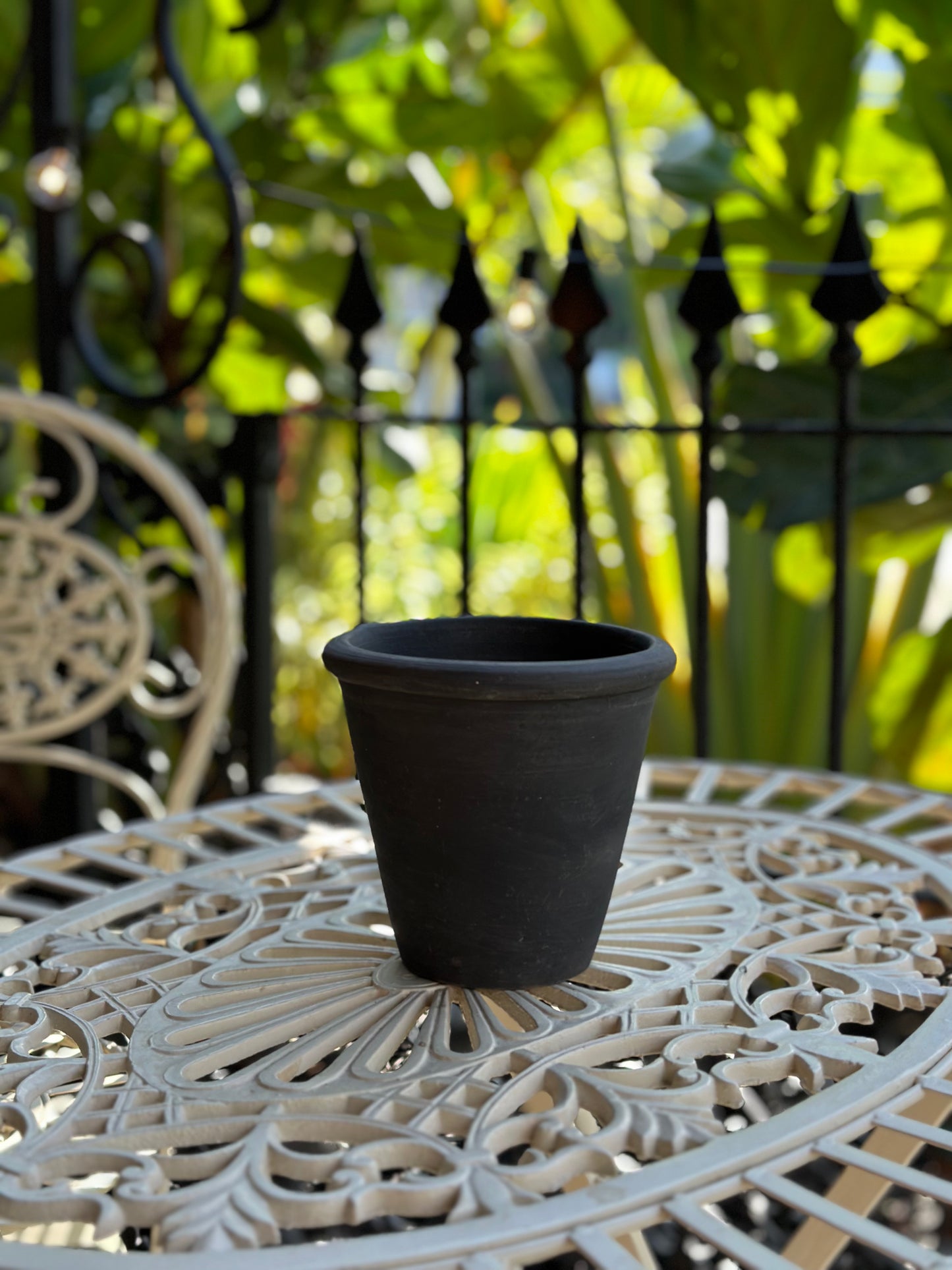 Rimmed Burnt Black Pots, Two Sizes
