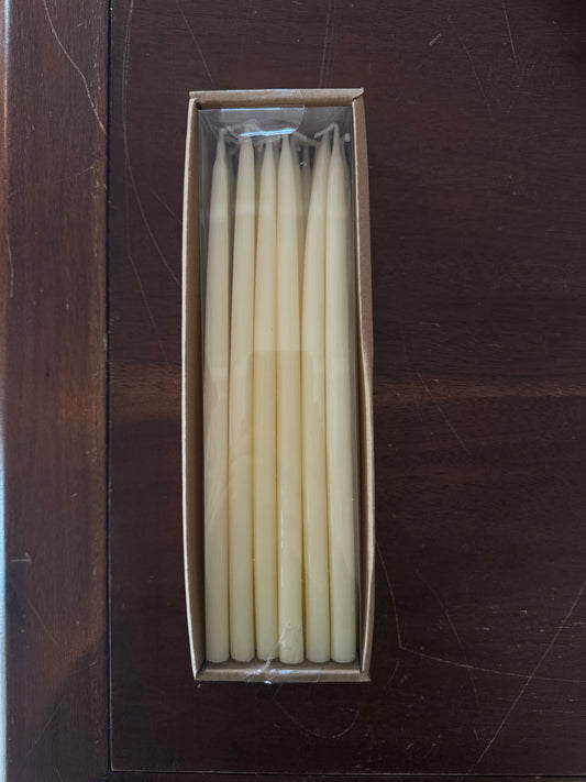 Ivory Thin Taper Candles, Set of 24
