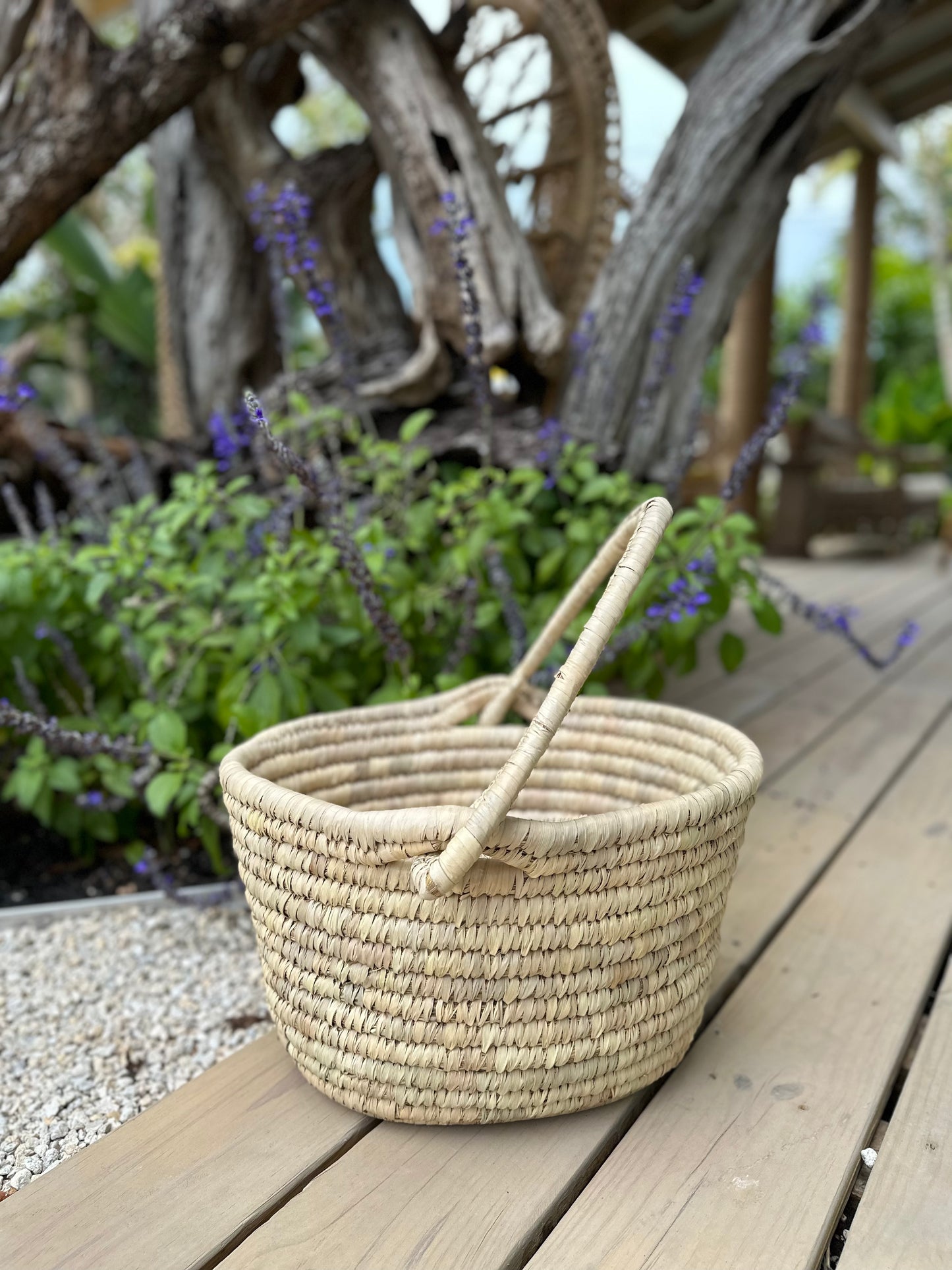 Hand-Woven Grass & Date Leaf Basket