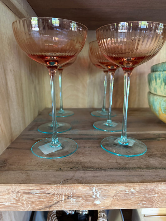 Blush & Blue Stemmed Coupe