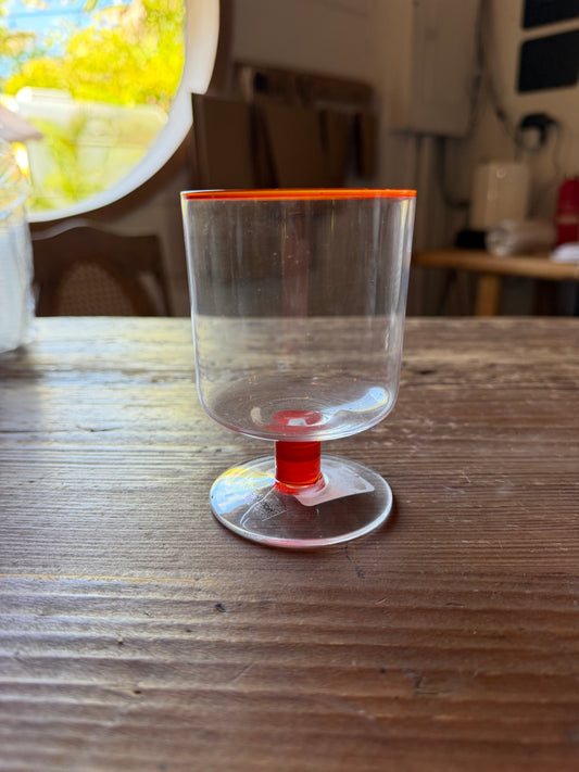 Stemmed Glass with Orange Colored Rim