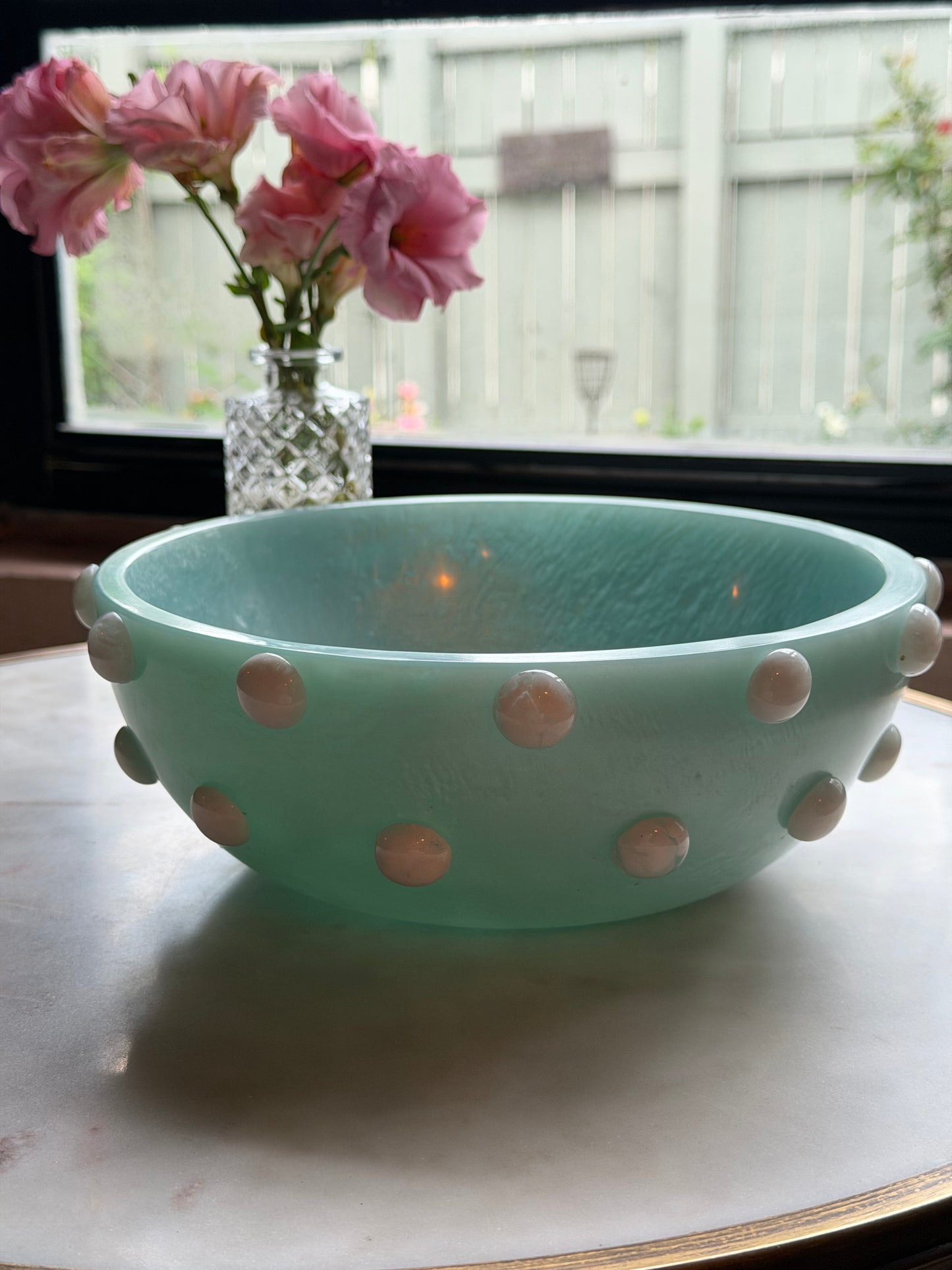 Marbled White & Blue Hobnob Bowl