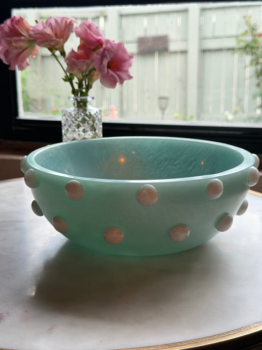 Marbled White & Blue Hobnob Bowl
