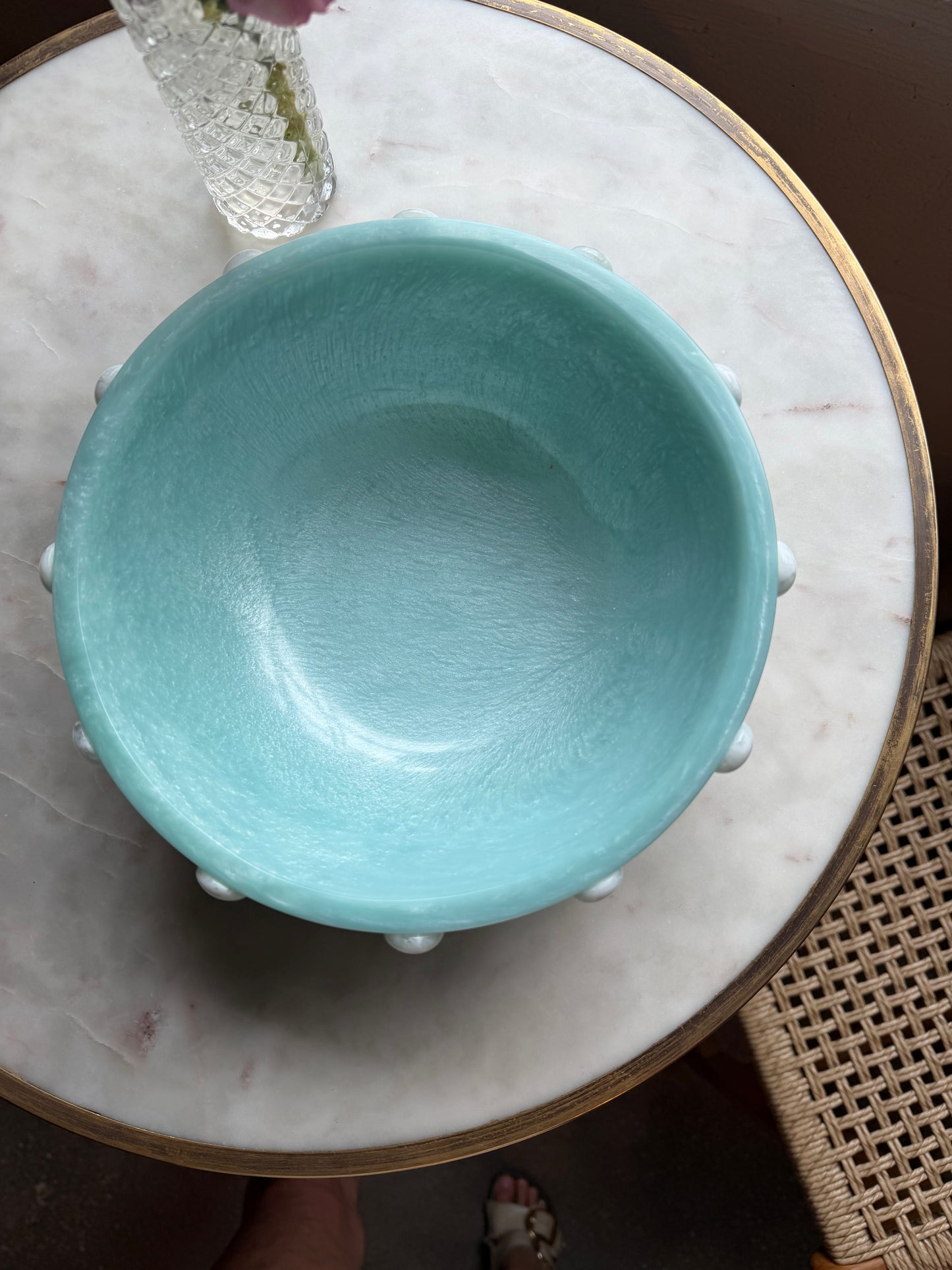 Marbled White & Blue Hobnob Bowl